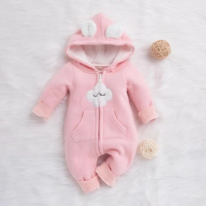 Winter Baby Adorable Cloud Hooded Baby Rompers for Baby Boys and Baby Girls Warm Unisex Baby Bodysuit Clothes