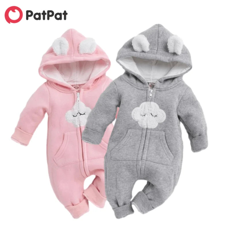 Winter Baby Adorable Cloud Hooded Baby Rompers for Baby Boys and Baby Girls Warm Unisex Baby Bodysuit Clothes