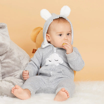 Winter Baby Adorable Cloud Hooded Baby Rompers for Baby Boys and Baby Girls Warm Unisex Baby Bodysuit Clothes