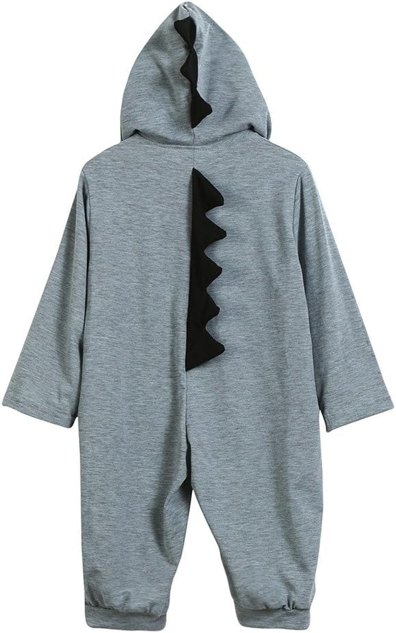 0-18 Months Cute Newborn Infant Baby Boy Girl 3D Dinosaur Hooded Romper Jumpsuit Outfits Clothes (Gray-1, 12-18 Months)